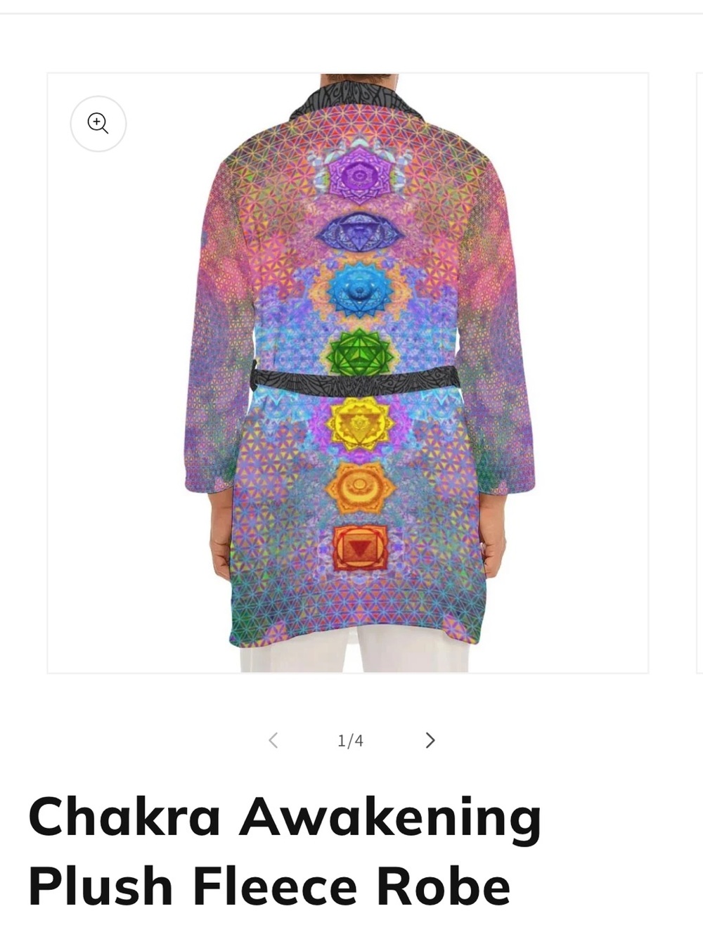 Chakra awakening plush fleece robe unisex size small soft fluffy hippie boho - Picture 2 of 10